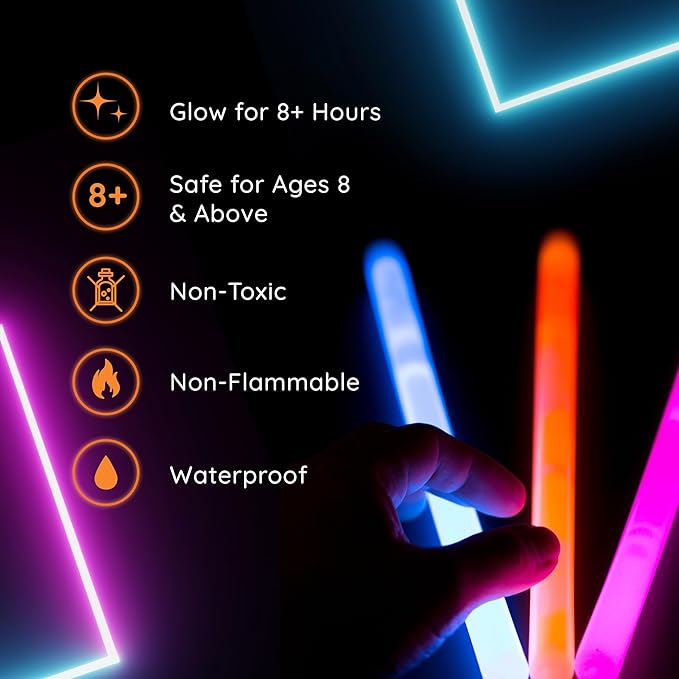 Glow Fever Glow in The Dark Sticks - 100 ct 6" Glow Sticks Bulk Party Pack with End Caps & Lanyards - Glow Party Favors for Concert, Festival, & Wedding - Neon Light Sticks, Blue