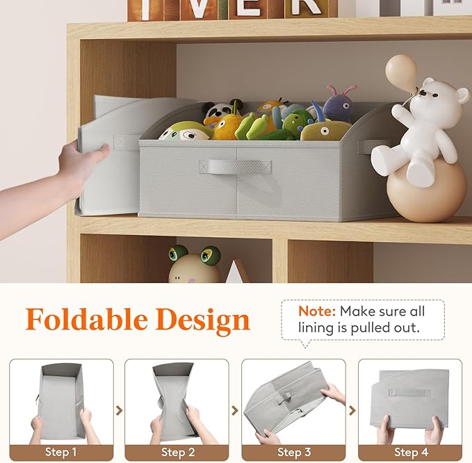 Lifewit Storage Baskets for Shelves, 6 Packs Non-woven Fabric Trapezoid Closet Organizer Bins with Handles, Foldable Clothing Containers Box for Clothes, Toy, Towel, Book, DVD, Hats, Medium-Light Grey