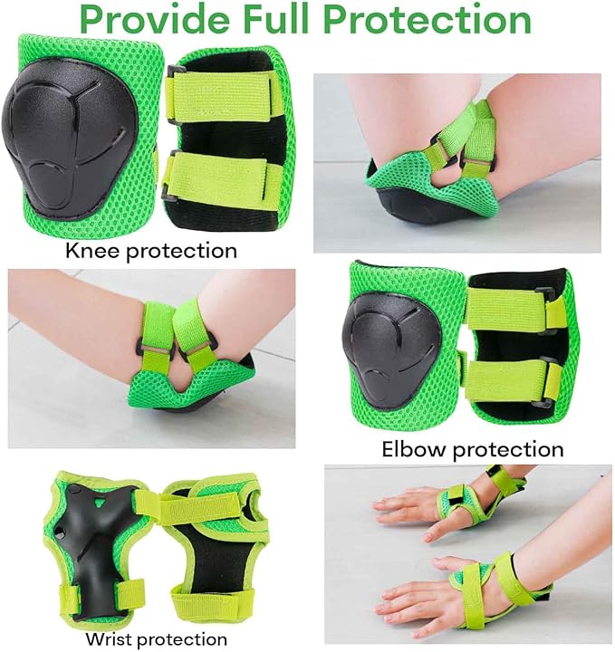 KAMUGO Kids Bike Helmet, Toddler Helmet for Ages 2-8 Boys Girls with Sports Protective Gear Set Knee Elbow Wrist Pads for Skateboard Cycling Scooter Rollerblading