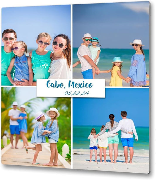 MUNDAZE Custom Collage Metal Poster, Personalized Photo Prints with Text, Glossy Aluminum, Customize with Your Own Pictures, Great Gift for Family, Friends, Ships From USA 18.75" X 15"