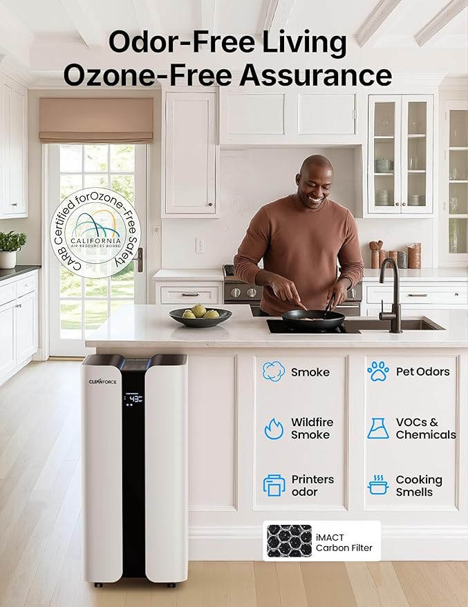 CleanForce Extra large Air Purifier for home large room, covers 3000 ft², H13 True HEPA Filter, Filters 99.97% Dust, Smoke, Odor, Pollen, VOCs, for home, office, classroom | MEGA1000 New Edition