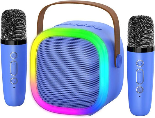 Karaoke Machine for Kids Adults, Portable Bluetooth Speaker with Wireless Microphones and LED Lights, Kids Toys Birthday for Girls and Boys Ages 4,5,6,7,8,9,10,11,12+ Years, Home Party