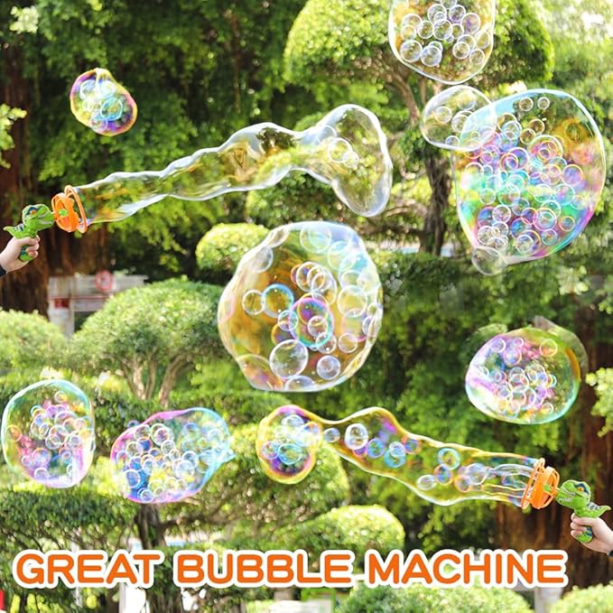 Dinosaur Bubble Blower Bubble Machine Gun for Kids and Toddlers Fun Big Bubble Wand Outdoor Toys for 3 4 5 6 7 8 Years Old Boys and Girls(Green)