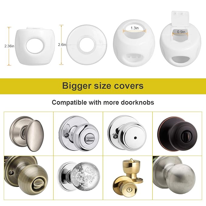 Door Knob Safety Cover for Kids, Child Proof Door Knob Covers, Baby Safety Door knob Handle Cover Lockable Design (4 Pack)