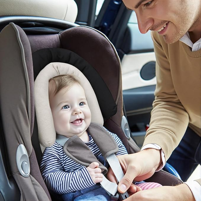 COOLBEBE Upgraded 2-in-1 Babybody Supports for Newborn Infant - Extra Soft Breathable Car Seat Insert Cushion Pad, Perfect for Carseat, Stroller, Swing, Bouncer Black