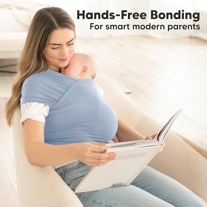 KeaBabies Baby Wrap Carrier - All in 1 Original Baby Carrier Newborn to Toddler Sling, Easy to Wear, Hands Free Bonding, Lightweight, Breathable Infant Wraps (Powder Blue)