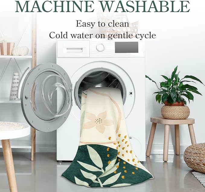 Lahome Green Washable Area Rug - 2x3 Botanical Print Small Rug Modern Abstract Non-Slip Minimalist Art Area Rug Accent Distressed Throw Rugs Floor Carpet for Living Room Bedroom Entryway Rug