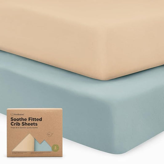 KeaBabies 2-Pack Organic Crib Sheets for Boys, Girls - 52x28 Fitted Crib Mattress Sheet Neutral, Breathable Jersey Cotton Cover for Baby Bed, Toddler Mattress, Soft & Cute Prints (Toasty)