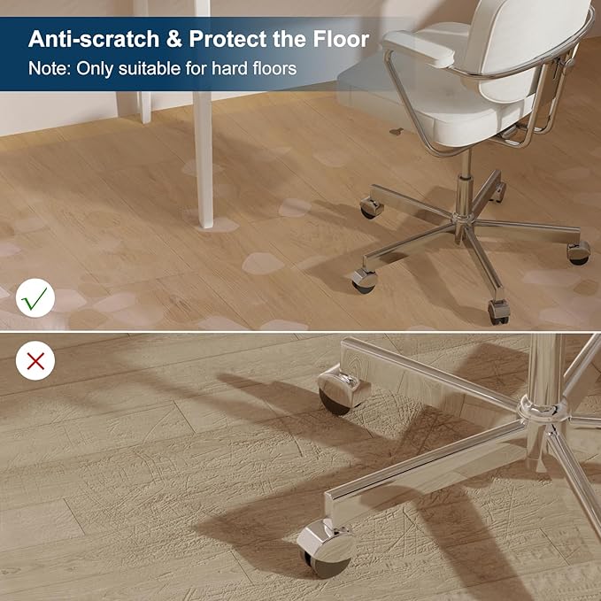 Clear Area Mat for Hard Floors, 4'×6' No Slip Vinyl Floor Mats for Under Dining Table, Pebble Patterned Waterproof Rug Protector for High Traffic Areas, Pet, Splat Mat