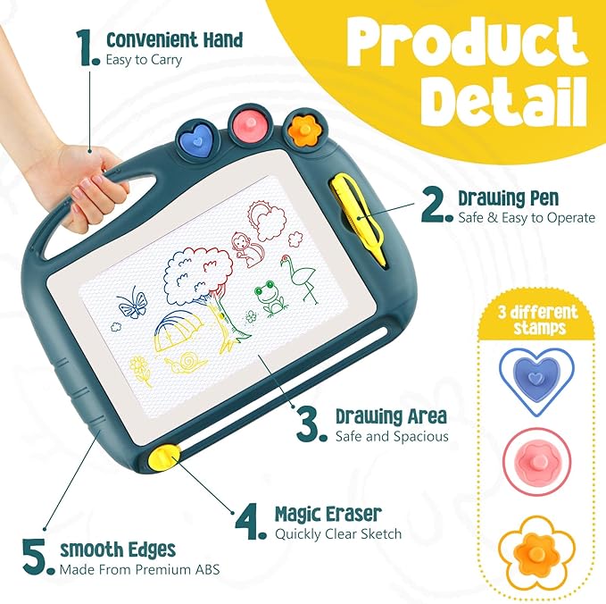 Magnetic Drawing Board, Toddler Toys for Age 1 2 3 Boys Girls, Sketch Pad, Birthday Easter Christmas Halloween Kids Toy Gifts for Boys and Girls