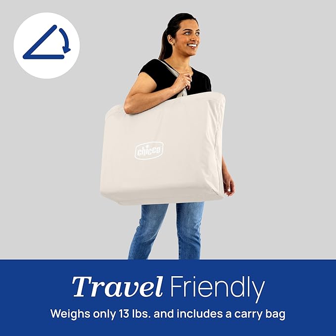 Chicco Alfa Lite Lightweight Travel Playard, Portable Playpen for Babies and Toddlers, Snap-Open/Compact Fold Design, 13 lbs., Baby Travel Essential | Dove/Beige