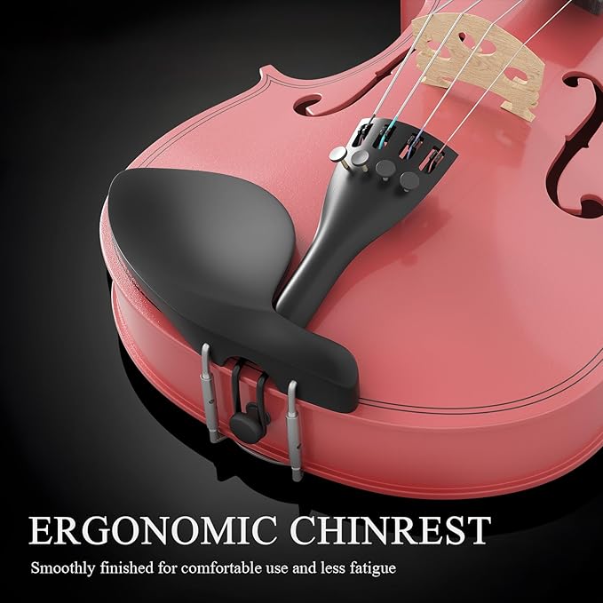 4/4 Beginner Violin for Adults, Complete Full Size Violin Kit with Portable Case, Bow, Rosin, Pink