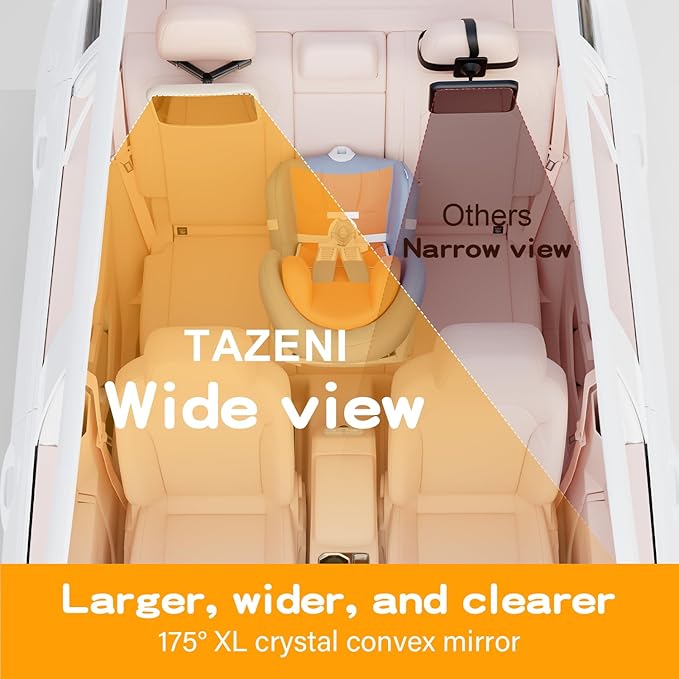 Baby Car Mirror for Baby Hook Clip Design Never Shake Baby Mirror for Car Seat Rear Facing Easy Install Crystal Clear View ShatterProof Crash Tested White