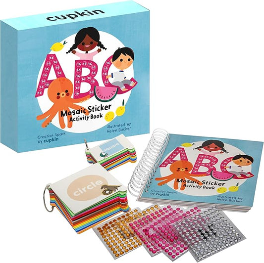 Cupkin Mosaic Sticker Art Kits for Kids and Adults, ABC Mosaics Art Craft Kit for Boys and Girls, 52 Page Sticker by Number Mosaic Kit with 3,000+ Jewel + Foam Stickers, Kids Coloring Book
