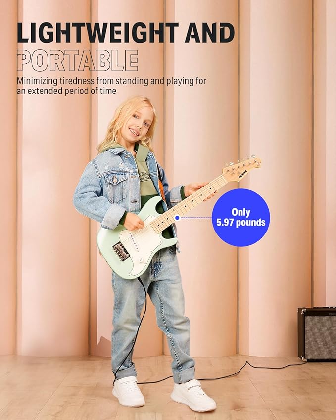 Donner 30 Inch Junior Electric Guitar Beginner Kit ST Style Mini Electric Guitar Starter Package for Teens with Amp, 600D Bag, Tuner, Picks, Cable, Strap, Extra Strings DSJ-100
