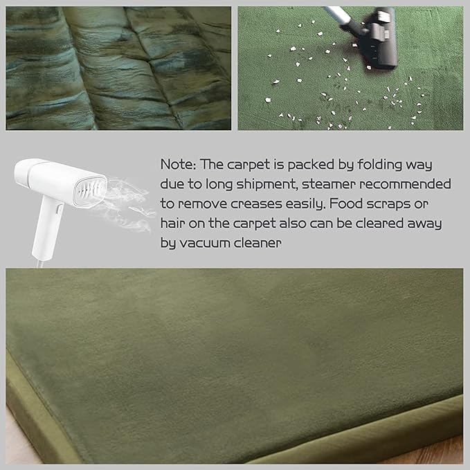 MAXYOYO Baby Play Mat, 1.2" Thick Memory Foam Soft Padded Carpet with Non-Slip Backing, 3x5 ft Japanese Tatami Rug Living Room for Kids, Toddler, Children, Nusery(Olive Green)