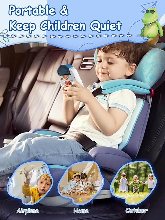 16-Piece Rotating Puzzles for Kids 4-6, Toddlers Puzzles 2-4, Road Trip, Airplane Activities Game, Travel Toys - Brain Teaser, Fine Motor Skills - Birthday Gifts Boys Girls - Dinosaur