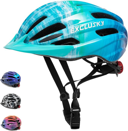Exclusky Kids Bike Helmet with LED Light – Adjustable Multi-Sport Youth Helmet for Boys & Girls, Ages 5-12, Fits 50-57cm, Cycling Safety Gear