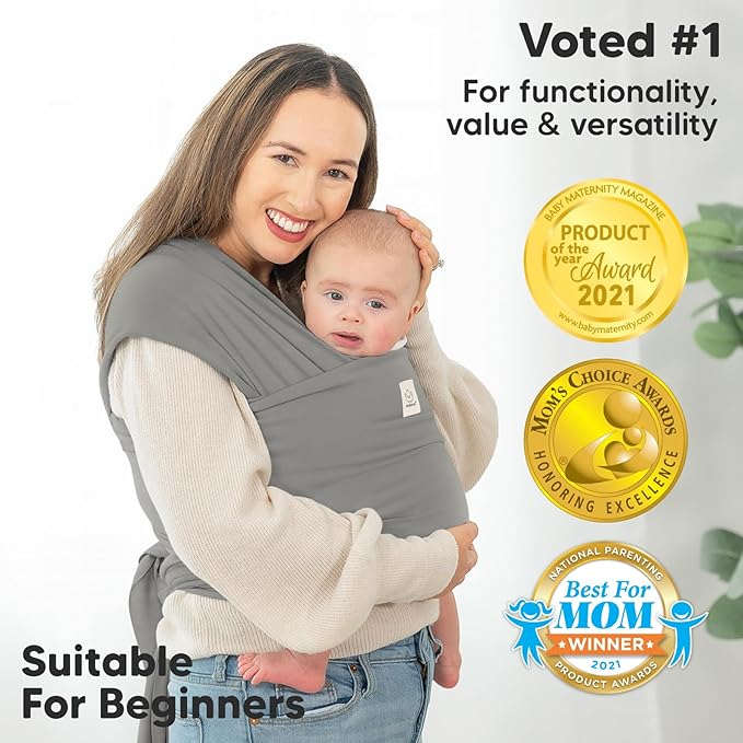 KeaBabies Baby Wrap Carrier - All in 1 Original Baby Carrier Newborn to Toddler Sling, Easy to Wear, Hands Free Bonding, Lightweight, Breathable Infant Wraps (Graphite)