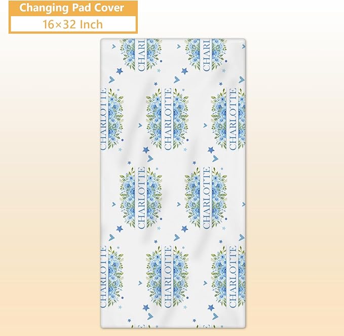 Personalized Crib Bedding Set, 5 Pcs Custom Nursery Bedding Sets with Name, Infant Bedding Set for Baby Boy Girl, Blue Leopard Double Layer Baby Crib Set, Babies Toddlers Kids Customized Gifts