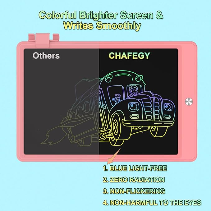 12.9 Inch LCD Writing Tablet for Kids, Colorful Toddler Doodle Board - Erasable Drawing Pad, Educational Learning Toy for Ages 3-8 - Valentine's Day Christmas Birthday Gifts (12.9 Inch, Pink)