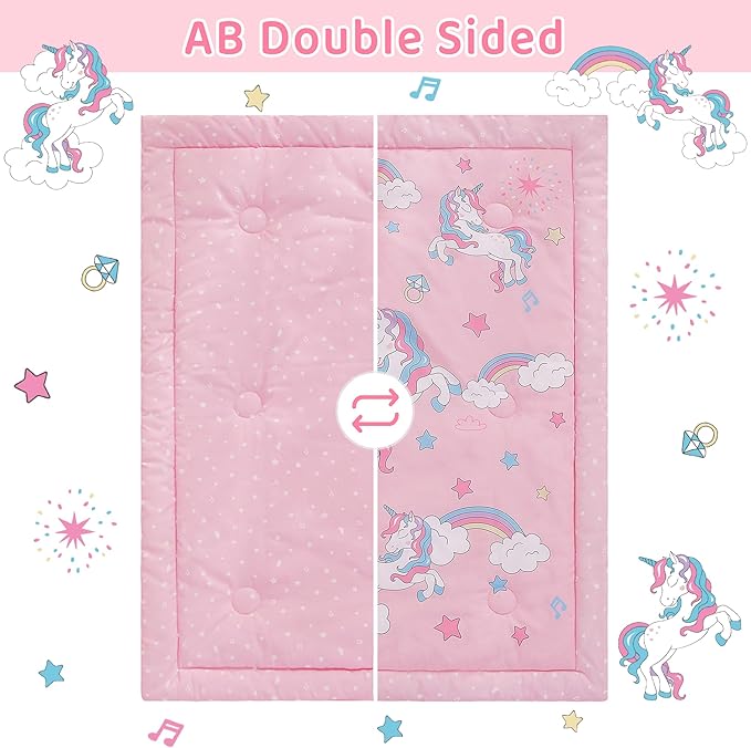 Viviland 3 Pieces Baby Bedding Set for Boy Girls, Baby Bedding Set for Newborn, Infant & Toddler - Unicorn