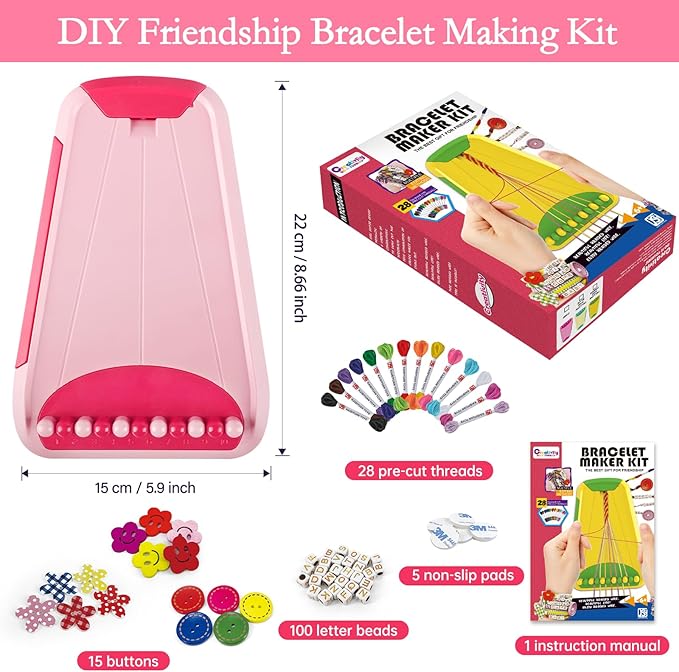 Friendship Bracelet Making Kit for Girls, Arts and Crafts Bracelets String Maker Kit for Kids Ages 8-12 Christmas Birthday Gifts