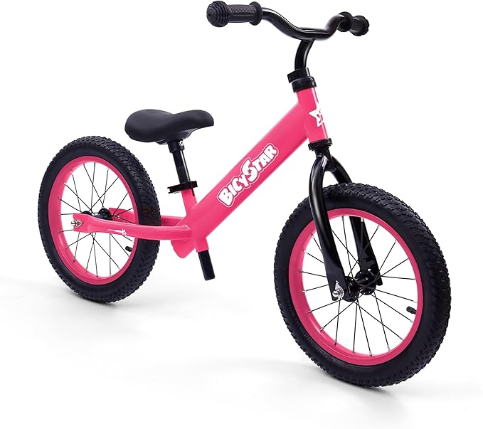 14 Inch Balance Bike for Kids 3-7 Year Old, Kids Bike with No Pedals, Air Rubber Tires, Adjustable Height, Pedalless Kids Bicycle for Boys, Girls