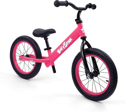 14 Inch Balance Bike for Kids 3-7 Year Old, Kids Bike with No Pedals, Air Rubber Tires, Adjustable Height, Pedalless Kids Bicycle for Boys, Girls