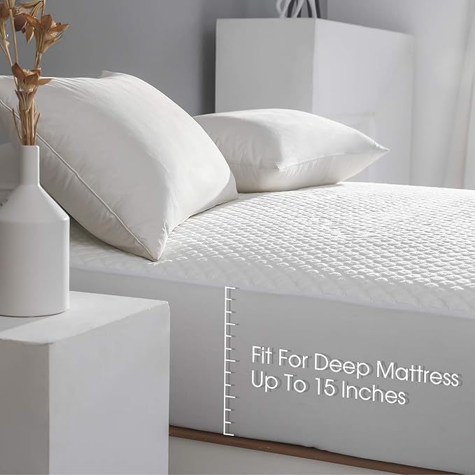 Twin XL Size Waterproof Mattress Protector Fitted Mattress Pad Cover with Deep Pocket Up to 15''