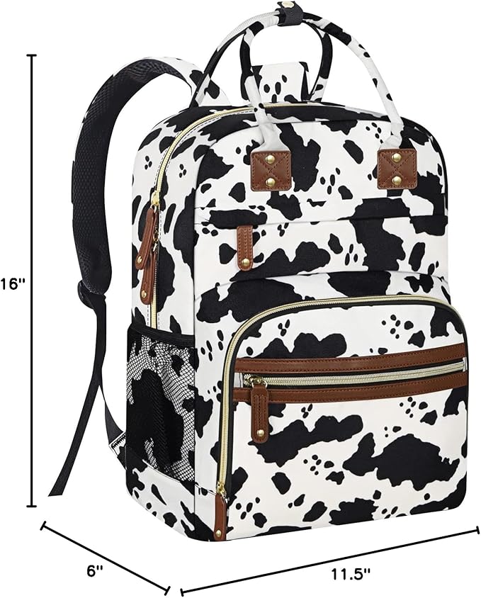 Large Capacity Baby Diaper Bag Backpack with Insulated Pockets, Waterproof, Stylish Cow Print Design, Suitable for Boys and Girls