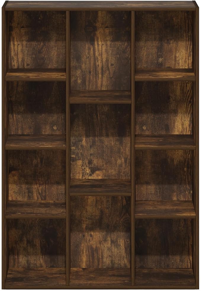 Furinno Luder 11-Cube Open Shelf Bookcase, Bookshelf, Amber Pine