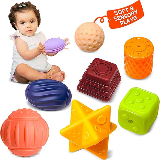 Sensory Balls for Baby, Soft Textured Multi Sensory Toys Montessori Toys for Babies Toddler Ball Toys Gift Set BPA Free Montessori Infant Baby Toys 6 to 12 Months