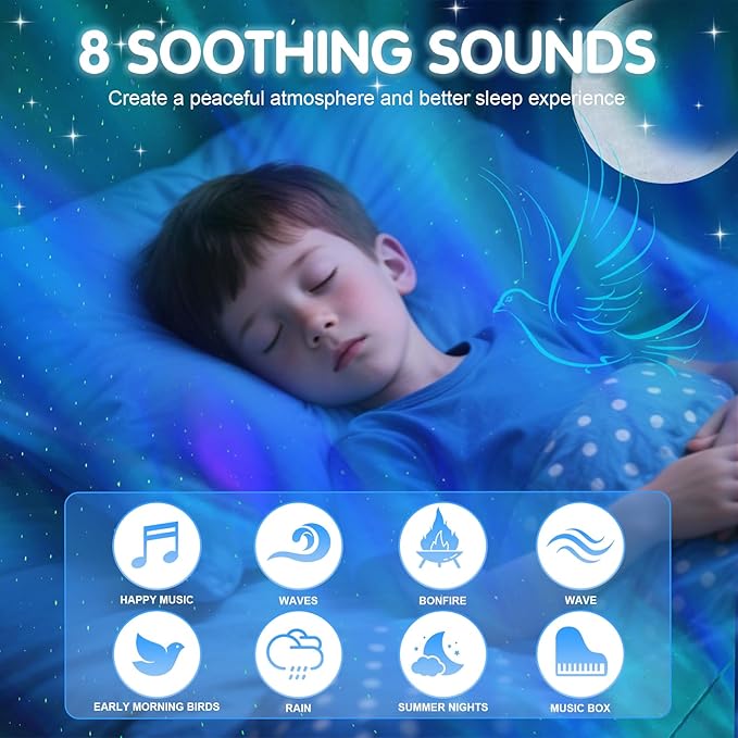 Galaxy Moon Projector, Star Night Light Projector with Bluetooth Connection for Music and Timer and Remote Control for Kids Adults Bedroom Party Bar Decoration (White)