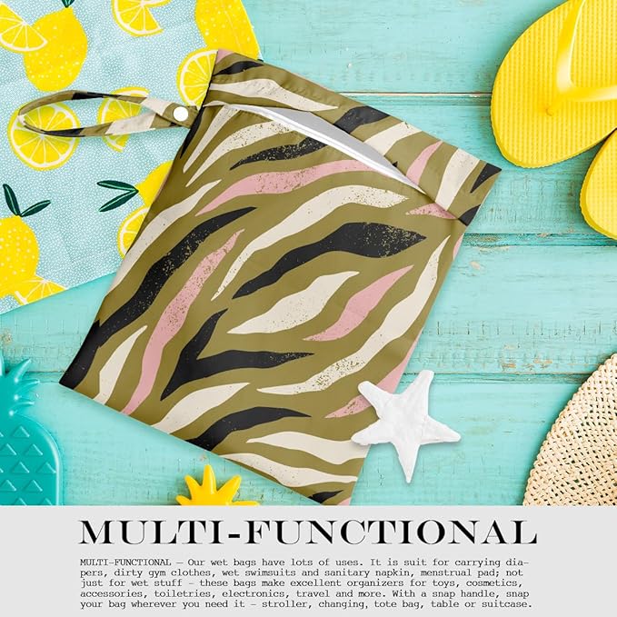 Wet Bag, Wet Dry Bag, Wet Bag for Swimsuit, Travel, Beach, Pool, Diapers, Dirty Yoga Gym Clothes, Makeup Bag, Waterproof Tropical Palm Leaves Decor Jungle Palm Leaf Favors