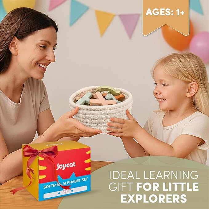 JoyCat Silicone Alphabet Magnetic Letters, 26 Uppercase ABC Fridge Magnets for Toddlers & Kids, Baby Learning Refrigerator Toy Set, Preschool Birthday Gifts for Boys Girls Age 1+ (Muted Color)