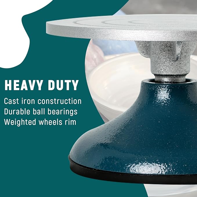 DUPDMKIN Banding Wheel All Metal Construction Banding Wheel for Pottery with Ball Bearings Pottery Tools for Clay Art Decorating (7 inch)