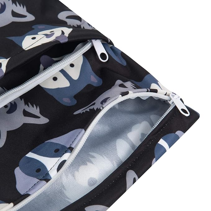 ALVABABY 2pcs Cloth Diaper Wet Dry Bags Waterproof Reusable with Two Zippered Pockets Travel Beach Pool Daycare Soiled Baby Items Yoga Gym Bag for Swimsuits or Wet Clothes L93107