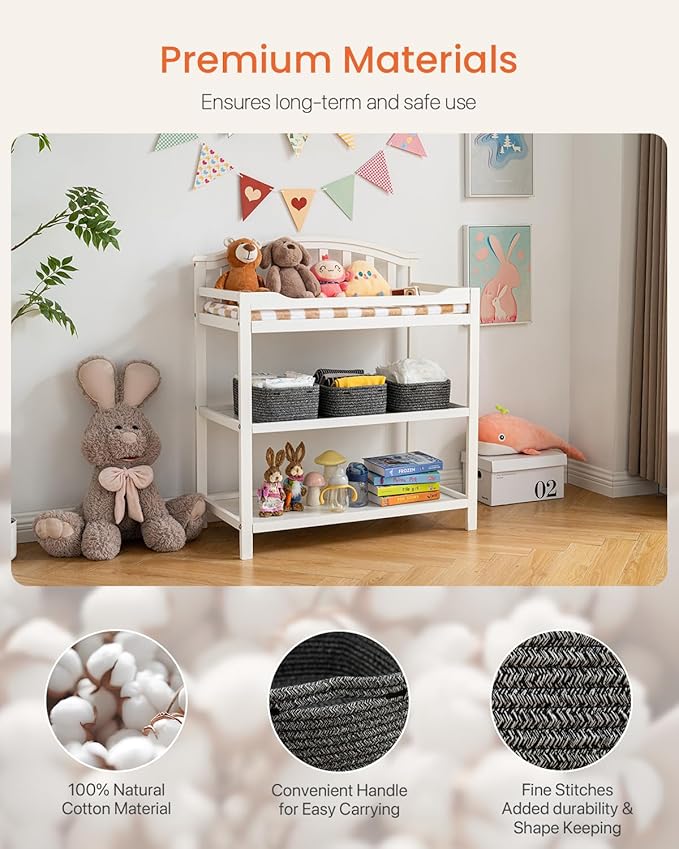 KALLAX Small Woven Basket, 12 x 8 x 4.5 Inches, Storage Basket for Organizing, Cute Small Rope Shelf Closet Cube Storage Bins Baskets for Shelves, Dog Toy Gift Baskets Empty, 3 Pack Mixed Black