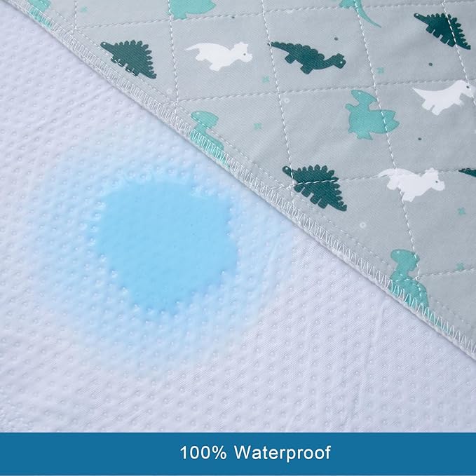 Potty Training Pee Pads for Kids, Toddlers Mattress Pad 100% Waterproof, Non Slip 34''x 36'' Bed Wetting Pad for Twin Beds, Washable, Reusable Mattress & Sheet Protector, Dinosaur