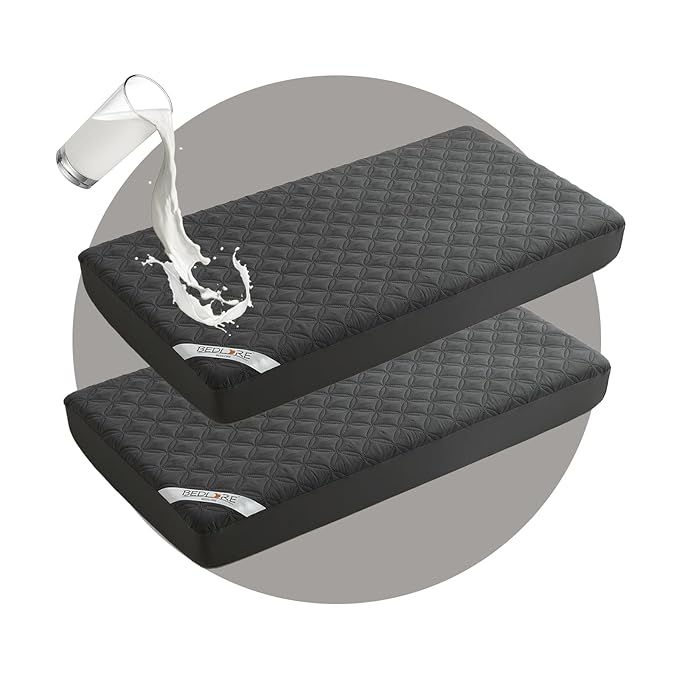 BEDLORE Waterproof Mattress Protector Crib, 2 Pack Soft Gray Mattress Pad, Noiseless Machine Washable Mattress Cover, Ultimate Protection for Your Baby's Crib Toddler Bed (52''x28'')