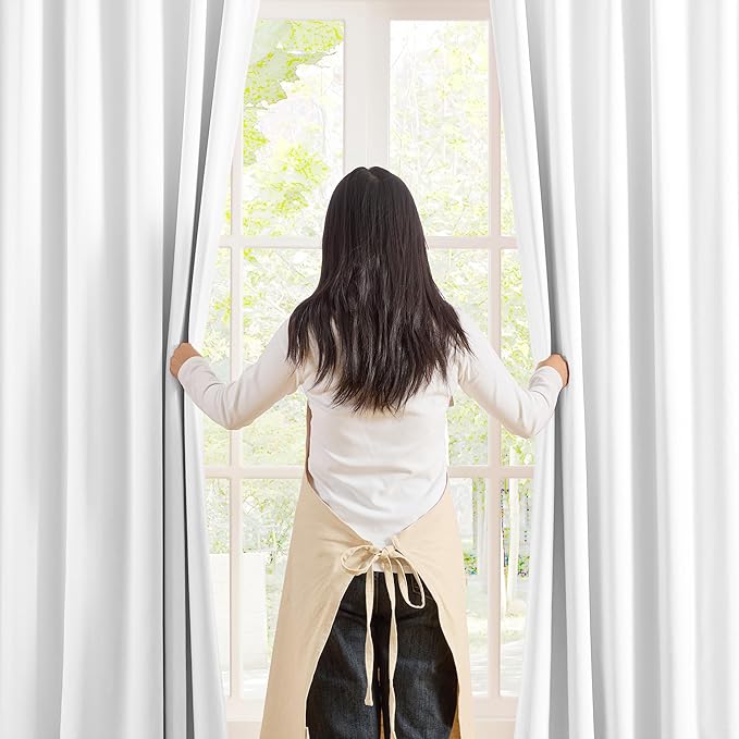 KEQIAOSUOCAI Elegant Pleated Privacy Window Curtain Panels 96 Inches Long, Memory Shape Pinch Pleat Ceiling to Floor Fancy Draperies for Home Office Living Room 40 Inch Wide Each Panel,Set of 2,White