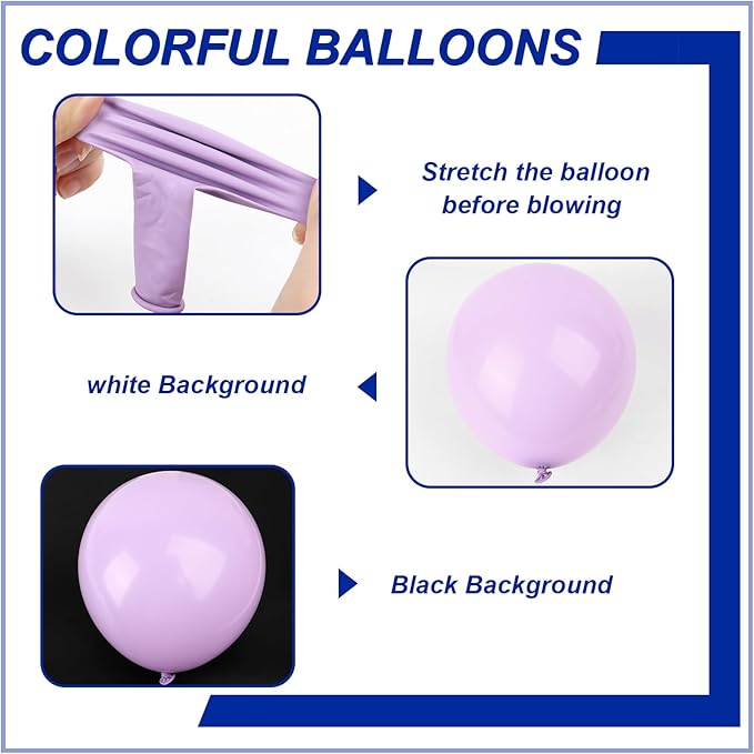 140pcs Makani Purple Round Balloons Different Sizes 18 12 10 5 Inch Latex Balloons for Arch Decoration Party Balloon Kit for Graduation Birthday Party Wedding Balloon Baby Shower Decoration