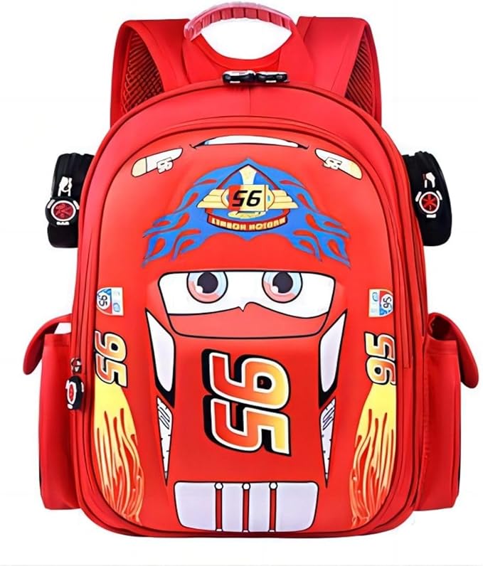 Kid Toddler Boys Girls Backpack Waterproof Cartoon Truck Car Child Snack School Bag Kindergarten Backpack (Red)