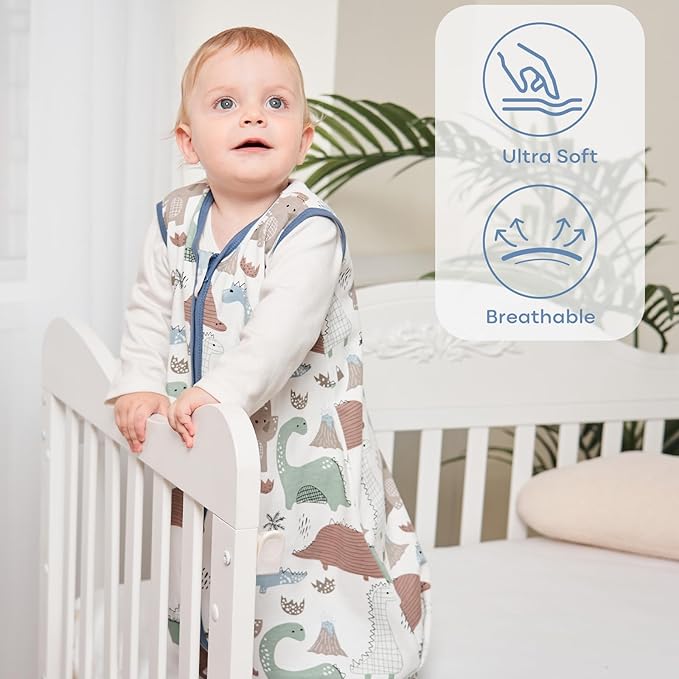 Yoofoss Baby Sleep Sack 12-18 Months Baby Wearable Blanket 100% Organic Cotton 2-Way Zipper TOG 0.5 Toddler Sleeping Sack Lightweight Sleep Sacks for Babies(Large)