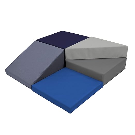 Factory Direct Partners 12366-NVPB SoftScape Playtime Corkscrew Climber for Infants and Toddlers, Colorful Beginner Soft Foam Structure for Indoor Active Play (5-Piece Set) - Navy/Powder Blue