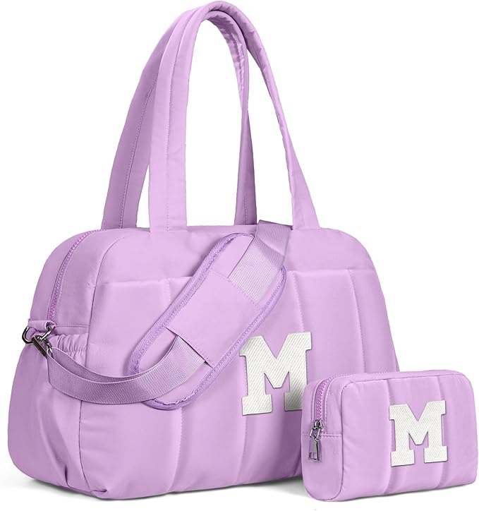 Gift Idea for Women Her-Initial Duffle Bag, Carry On Bags for Women，Overnight Bag with Wet Pocket，Lightweight Travel Bags Personalized Gym Tote with Makeup Pouch