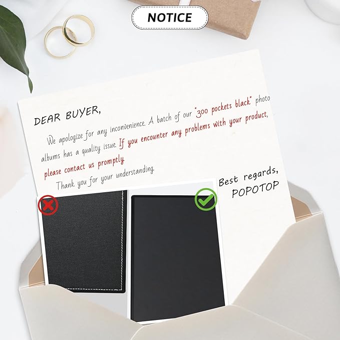 Popotop Photo Album 4x6 300 Pockets with Leather Hardcover Cover, Small Photo Album Holder Book with 50Pcs Pages for Family Travel Wedding Baby Gifts