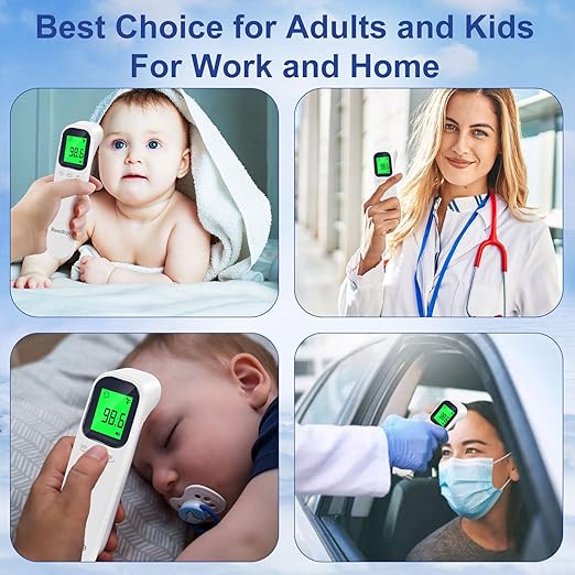 Contactless Thermometer - Digital Forehead Thermometer for Baby, Kids and Adults,3 Color Fever Alarm, 2 in 1 Forehead & Object Mode