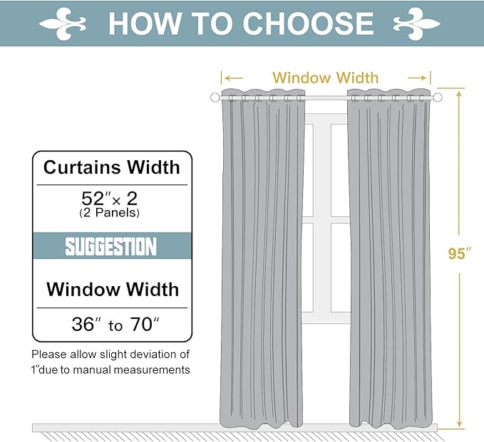 ChrisDowa White 100% Blackout Curtains for Bedroom with Black Liner, 2 Thick Layers Total Blackout Thermal Insulated Grommet Long Window Curtains 2 Panels Set (Pure White, 52 x 95 Inch)